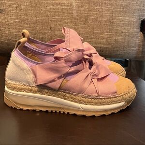 Free People Pink and Tan Espadrille Sneakers